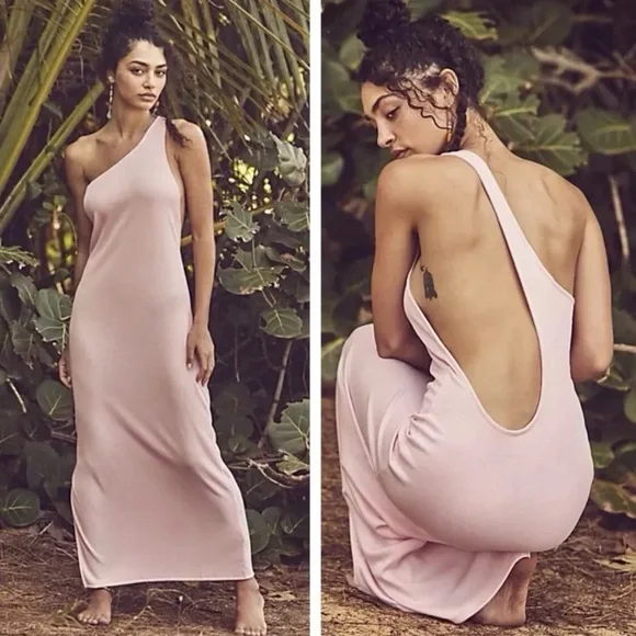 Elegant Pink One-Shoulder Dress by free people Saturday night dress - Picture 1 of 5